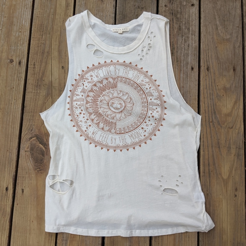 NWOT Blush Noir Distressed Graphic Muscle Shirt